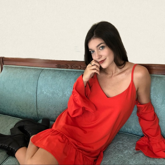 Beautiful orange Super cold shoulder dress! NWT - Picture 1 of 4